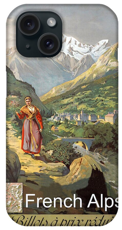 France iPhone Case featuring the digital art French Alps, Woman on Mountain Road by Long Shot