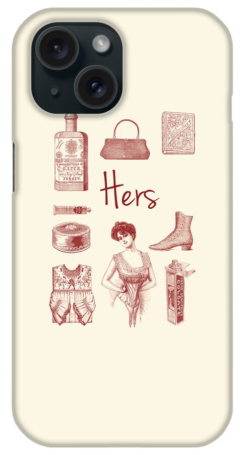 Hers iPhone Case featuring the mixed media French Hers Decor by Madame Memento