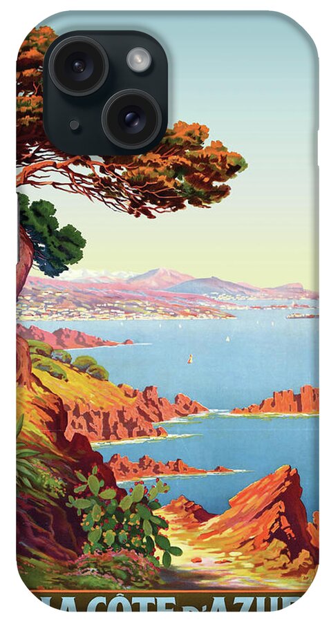 French Riviera iPhone Case featuring the digital art French Riviera Coastline by Long Shot