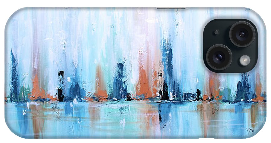 Abstract iPhone Case featuring the painting Fresh Water Abstract Painting - horizontal by Annie Troe