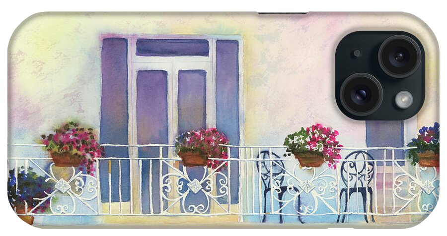 Watercolor Painting iPhone Case featuring the painting Fresh Winds Balcony by Amy Kirkpatrick