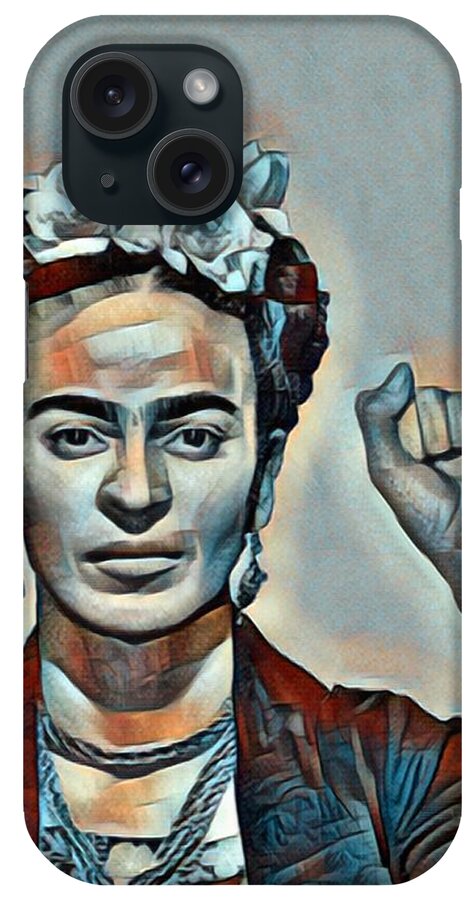 Frida Kahlo De Rivera iPhone Case featuring the painting Frida Kahlo Mug Shot Mugshot 2 by Tony Rubino