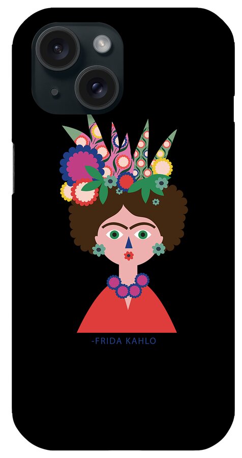Actor iPhone Case featuring the digital art Frida kahlo portrait flowers cactus pattern by Lotus Leafal