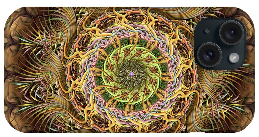 Pinwheel Mandalas iPhone Case featuring the digital art Frond Flinger Jamboree by Becky Titus