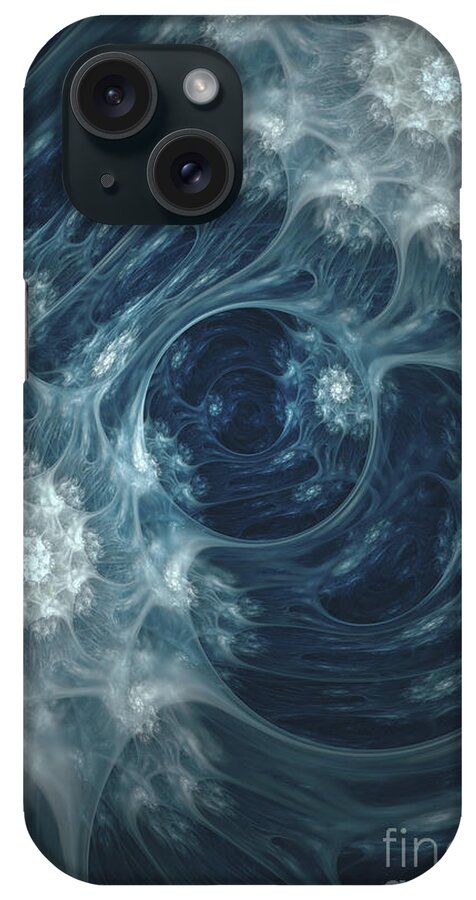 Blue iPhone Case featuring the digital art Frozen Underground. Digital Abstract Art by Stephen Geisel