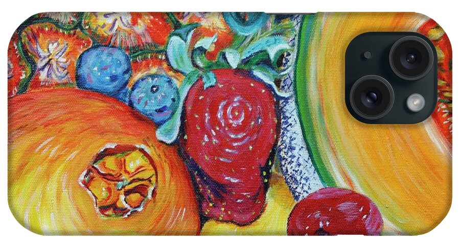 Colorful Fruit iPhone Case featuring the painting Fruit and a Brussel Sprout by Dorsey Northrup