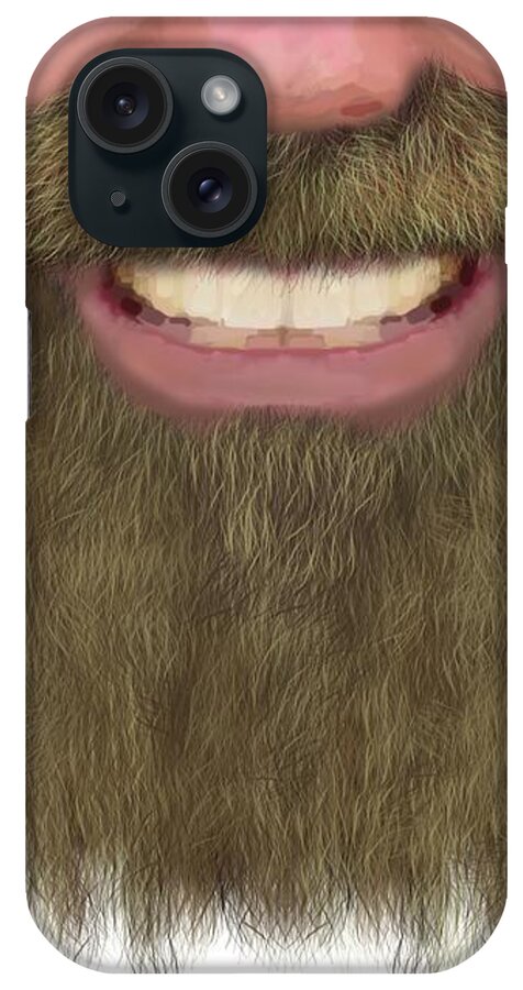 Face iPhone Case featuring the drawing Full Beard Facial Hair Male Novelty Face Mask by Joan Stratton