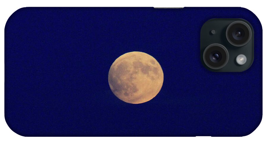 Full Moon iPhone Case featuring the photograph Full Moon and Deeo Ble Sky by Paula Guttilla