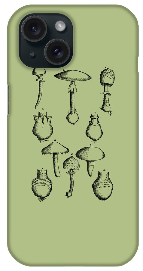 Mushroom iPhone Case featuring the digital art Fungus Chart by Madame Memento