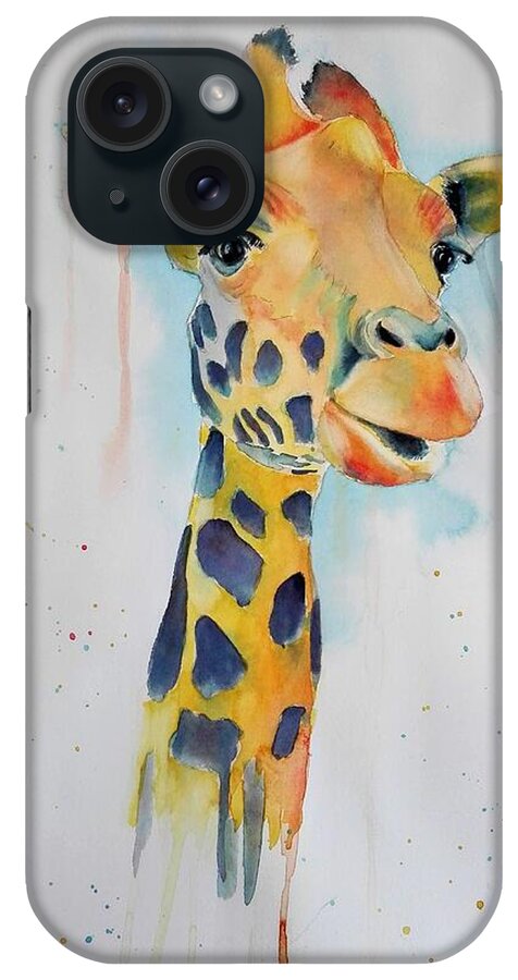Giraffe iPhone Case featuring the painting Funky Giraffe by Sandie Croft
