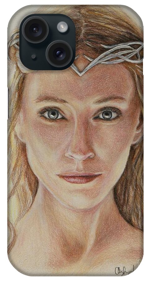 Galadriel iPhone Case featuring the drawing Galadriel by Christine Jepsen