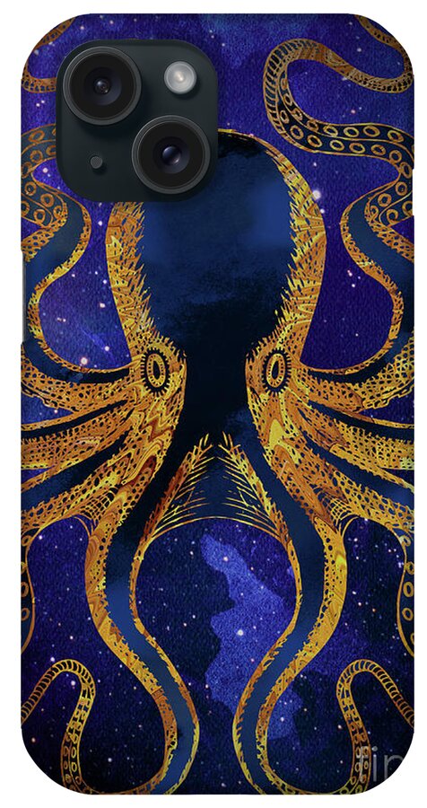 Galaxy iPhone Case featuring the digital art Galaxy Octopus by Sambel Pedes