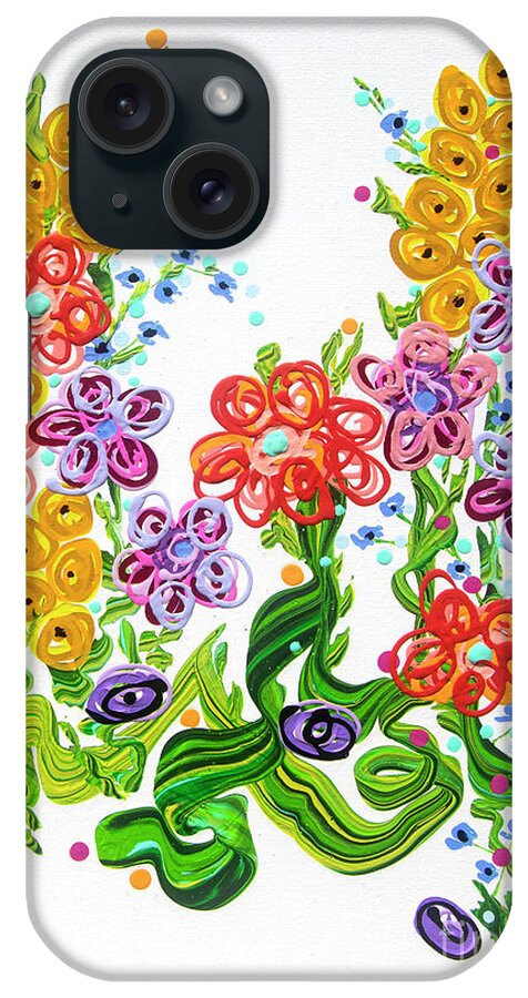 Colorful Florals iPhone Case featuring the painting Garden Circus by Jane Arlyn Crabtree