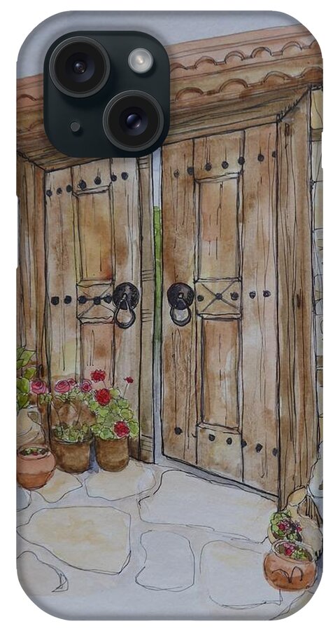 Antique Door iPhone Case featuring the painting Garden door by Lisa Mutch
