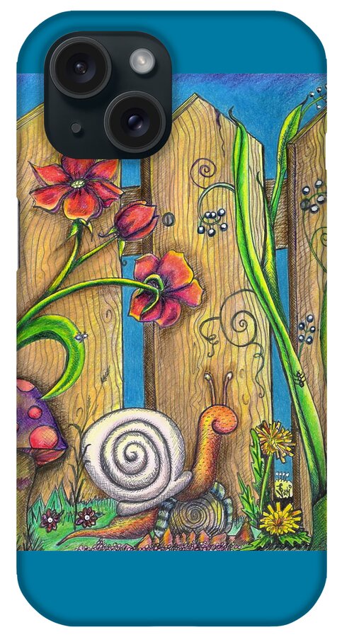 Garden iPhone 15 Case featuring the drawing Garden Fence by Vicki Noble