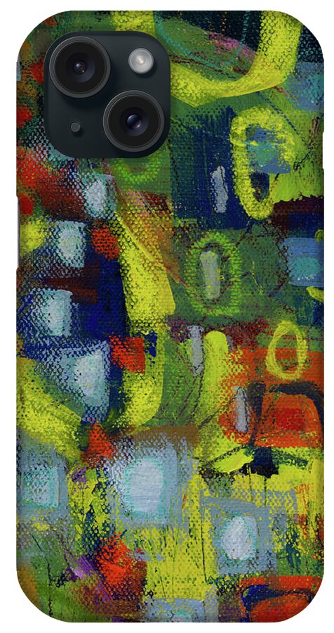 Abstract iPhone Case featuring the painting Garden Patches by Janet Yu