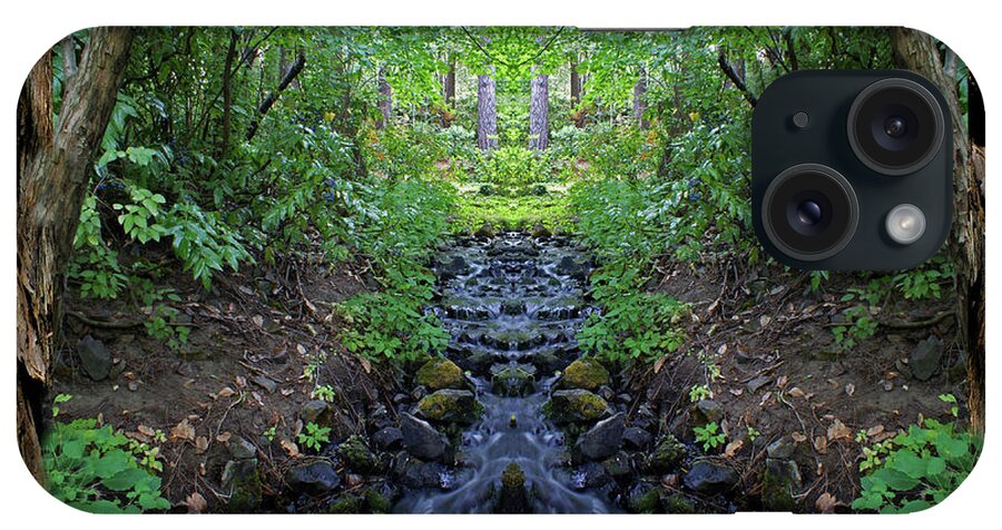 Nature Art iPhone Case featuring the photograph Garden Springs Creek Peace in a Redwood Bark Frame with Overflow 8x10 format by Ben Upham III