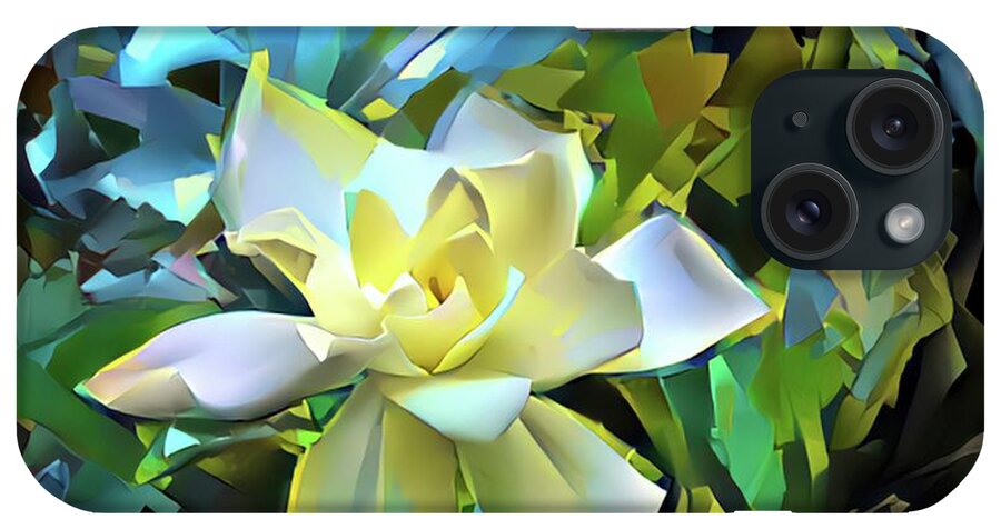 Flower iPhone Case featuring the digital art Gardenia Blossom 2 by Ludwig Keck
