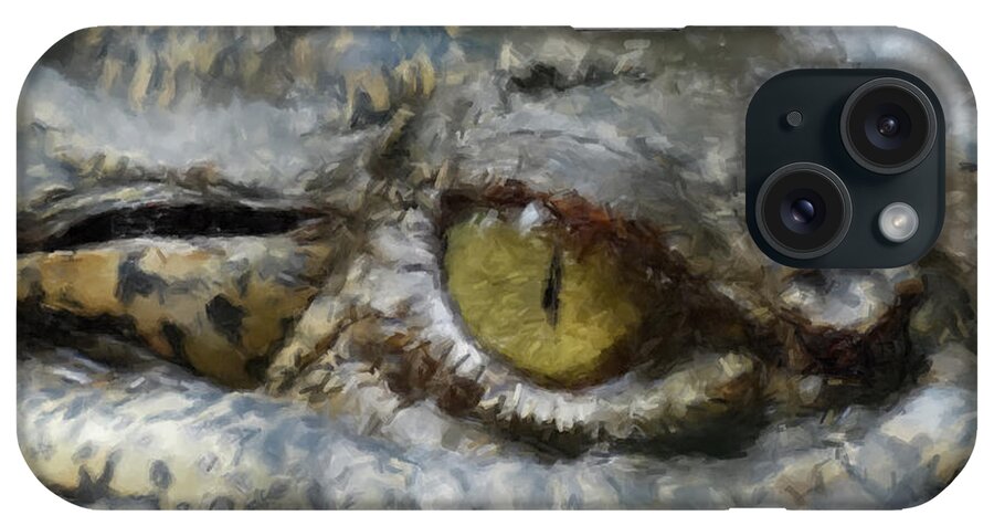 Alligator iPhone Case featuring the painting Gater Watching by Gary Arnold