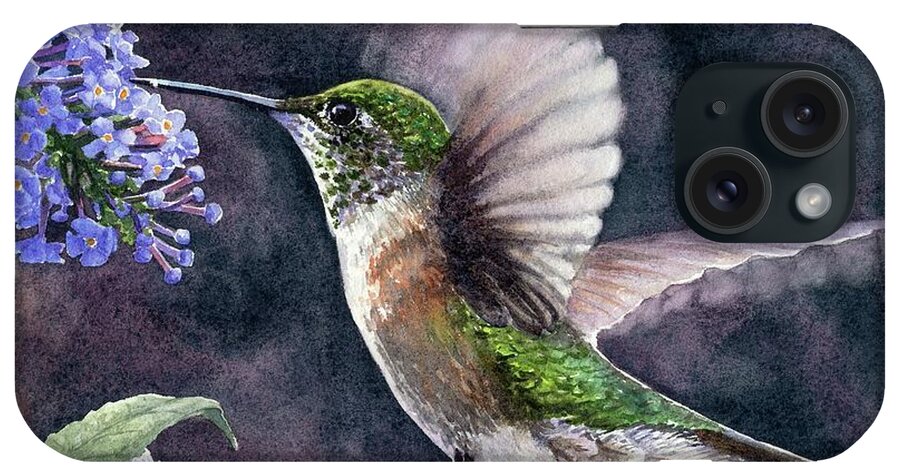 Hummingbird iPhone Case featuring the painting Gathering Nectar by Lorraine Watry
