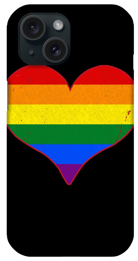 Funny iPhone Case featuring the digital art Gay Pride Love Heart by Flippin Sweet Gear