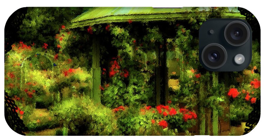 Hamburg iPhone Case featuring the photograph Gazebo and Roses by Yvonne Johnstone