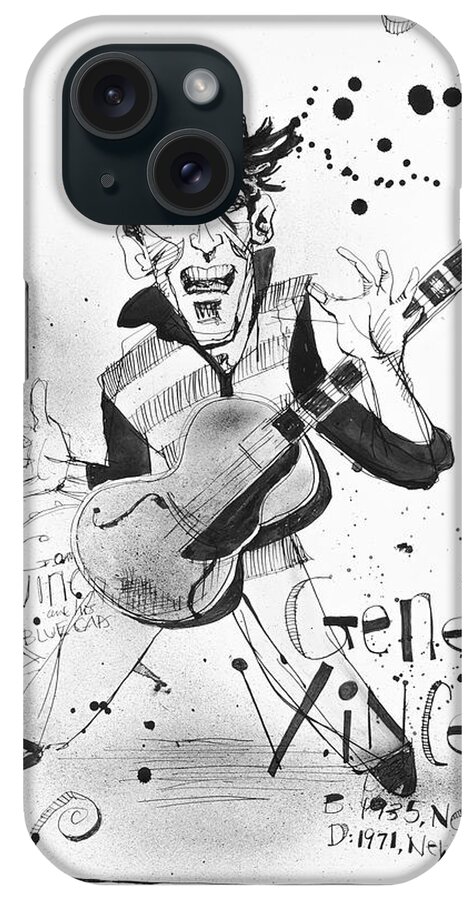  iPhone Case featuring the drawing Gene Vincent by Phil Mckenney