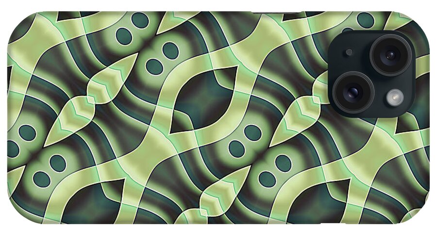 Patterns iPhone Case featuring the digital art Geometric Designer Pattern 470 - Olive Green by Philip Preston