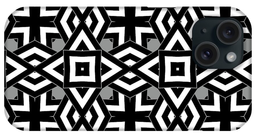 Pattern iPhone Case featuring the digital art Geometric Designer Patter 718 - Grey Black by Philip Preston