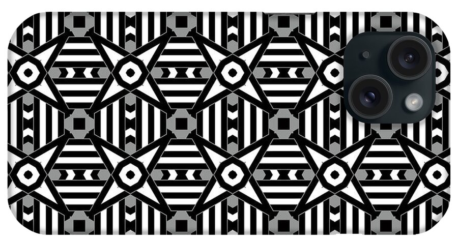 Pattern iPhone Case featuring the digital art Geometric Designer Pattern 720 - Grey Black by Philip Preston