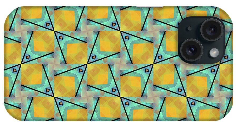 Patterns iPhone Case featuring the digital art Geometric Designer Pattern 2751 - Orange Green Grey by Philip Preston