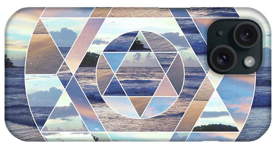 Landscape iPhone Case featuring the mixed media Geometric Ocean Abstract by Phil Perkins