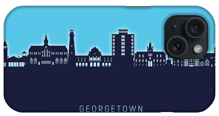 Georgetown iPhone Case featuring the digital art Georgetown Guyana Skyline #05 by Michael Tompsett