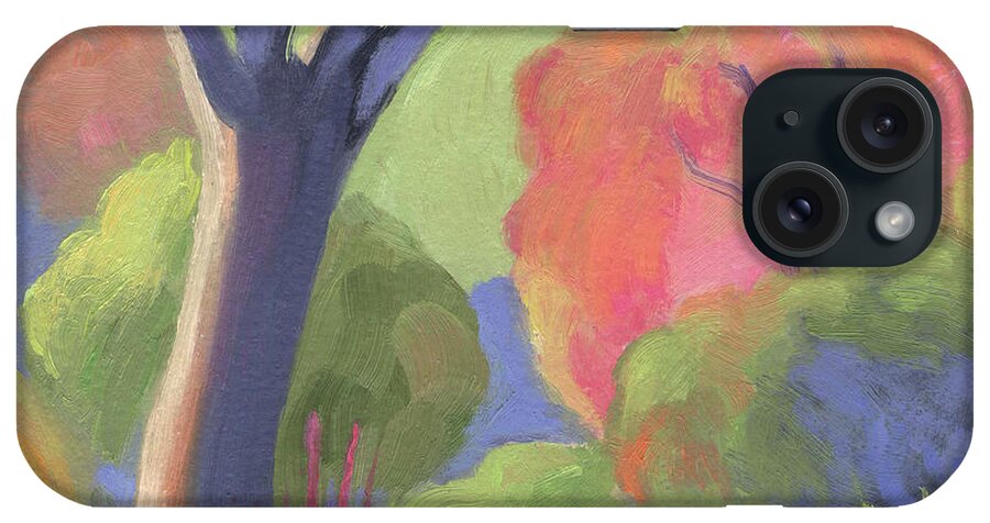 Getty Museum iPhone Case featuring the painting Getty Museum Yard by Linda Ruiz-Lozito