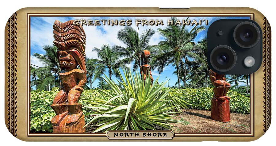Hawaiian Tikis iPhone Case featuring the photograph Giant Hawaiian Tikis Hawaiian Style Postcard by Aloha Art