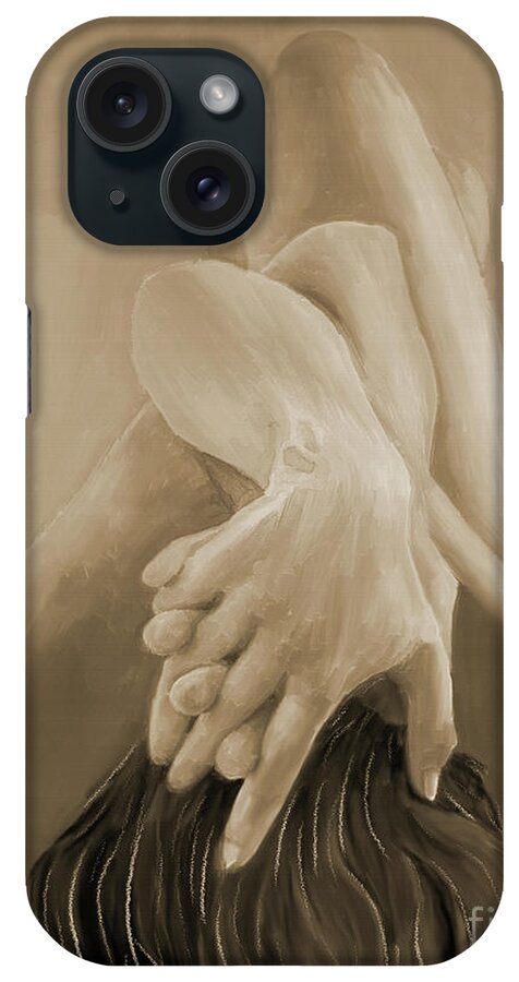 Nude iPhone Case featuring the painting Girl in a pose by Gull G