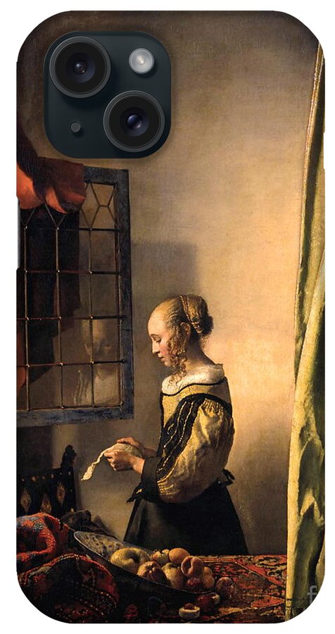 Girl Reading A Letter At An Open Window iPhone Case featuring the painting Girl Reading a Letter at an Open Window by Johannes Vermeer