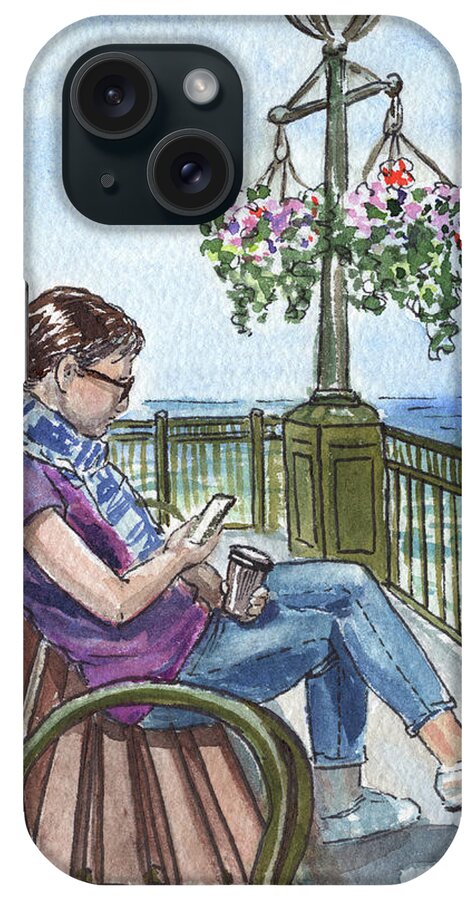 Pier iPhone Case featuring the painting Girl Resting On The Bench San Francisco Pier by Irina Sztukowski
