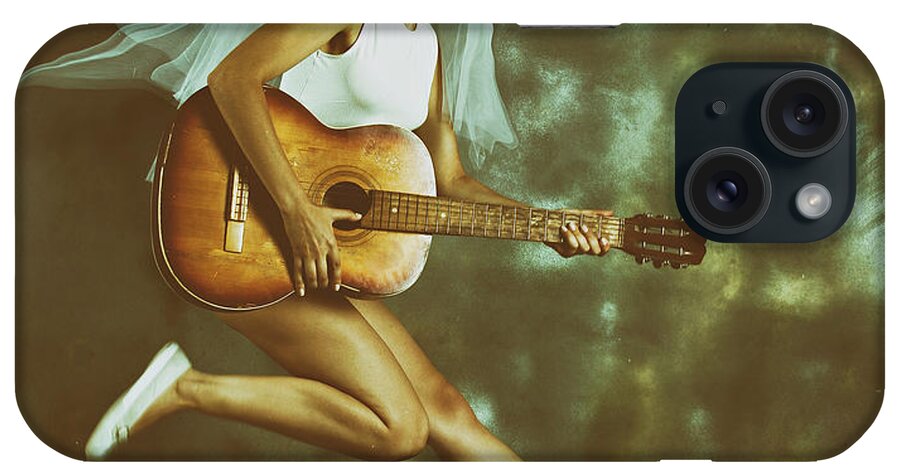 #instagram #edwardgalagan #edward_galagan #galagan #edgalagan #ed_galagan #eduardgalagan #eduard_galagan #фотостудия #netherlands #dutch #holland #vail #eindhoven #artgallery #галаган #фата #свадьба #professionalphotography #bestsphotographer #bestphotography #studioportrait #guitar #гитара #fashion #music #professionalstudioportrait #bridal_veil #beststudioportrait #wedding iPhone Case featuring the photograph Girl with a guitar by Edward Galagan