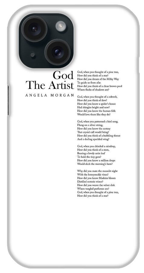 God The Artist iPhone Case featuring the digital art God The Artist - Angela Morgan Poem - Literature - Typography Print 1 by Studio Grafiikka