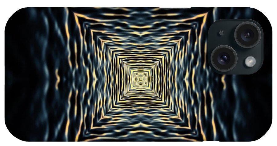 Grid iPhone Case featuring the digital art Gold and Blue Tunnel by Pelo Blanco Photo