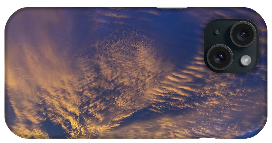 Clouds iPhone Case featuring the photograph Golden and dark blue cloudscape at sunset by Adriana Mueller