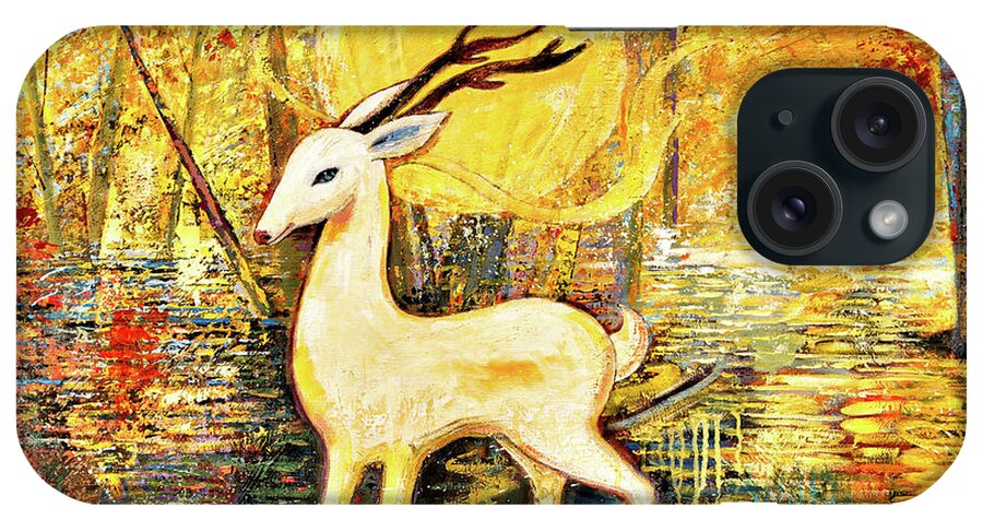 Deer iPhone Case featuring the painting Golden Autumn by Shijun Munns