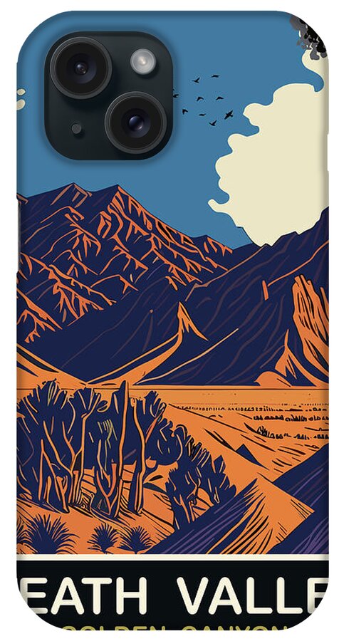 Death Valley iPhone Case featuring the digital art Golden Canyon, CA by Long Shot