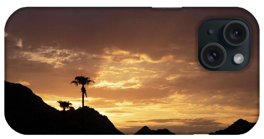 Sunset iPhone Case featuring the photograph Golden Desert Monsoon Sunrise by Elisabeth Lucas