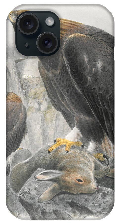 Golden Eagle iPhone Case featuring the mixed media Golden Eagle. John Gould by World Art Collective