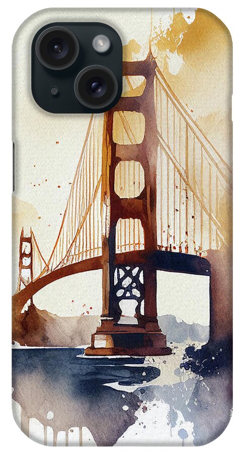 San Francisco iPhone Case featuring the painting Golden Gate Bridge II by Naxart Studio