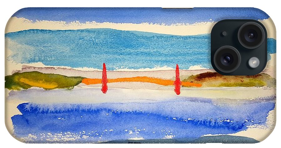 Watercolor iPhone Case featuring the painting Golden Gate Morning by John Klobucher