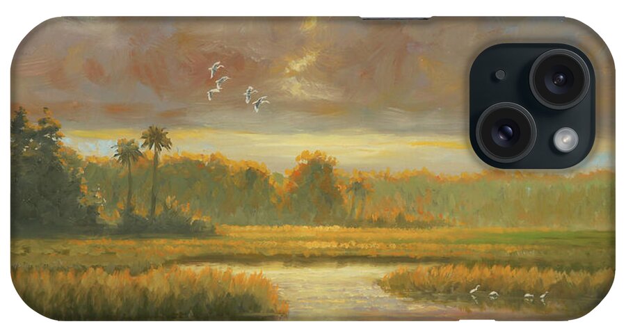 Marsh Paintings iPhone Case featuring the painting Golden by Guy Crittenden