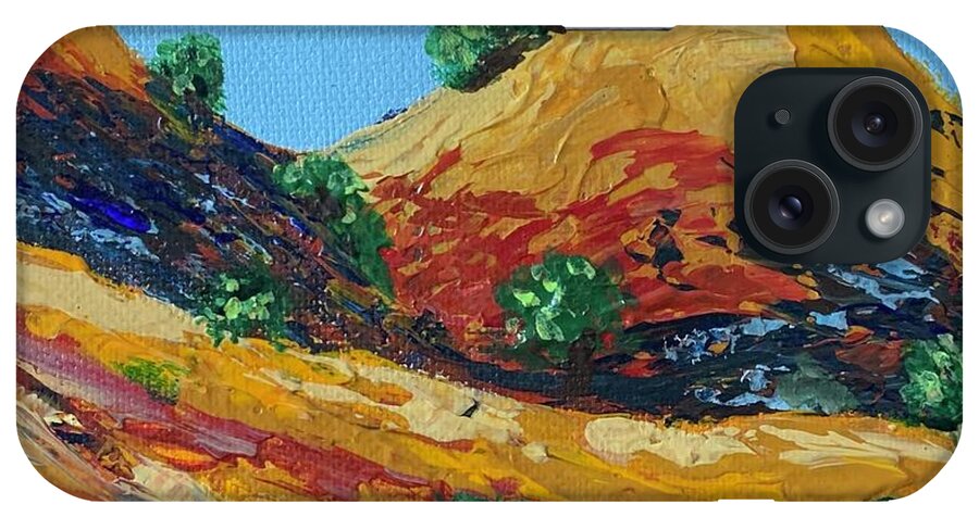 Landscape iPhone Case featuring the painting Golden Hills 2 by Raji Musinipally